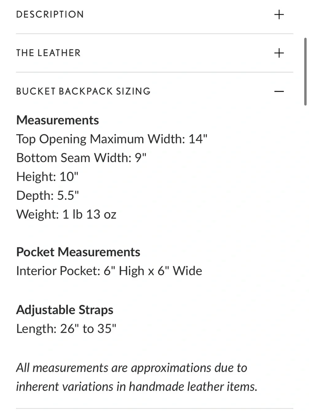 Portland Leather Goods Bucket Backpack- Nutmeg